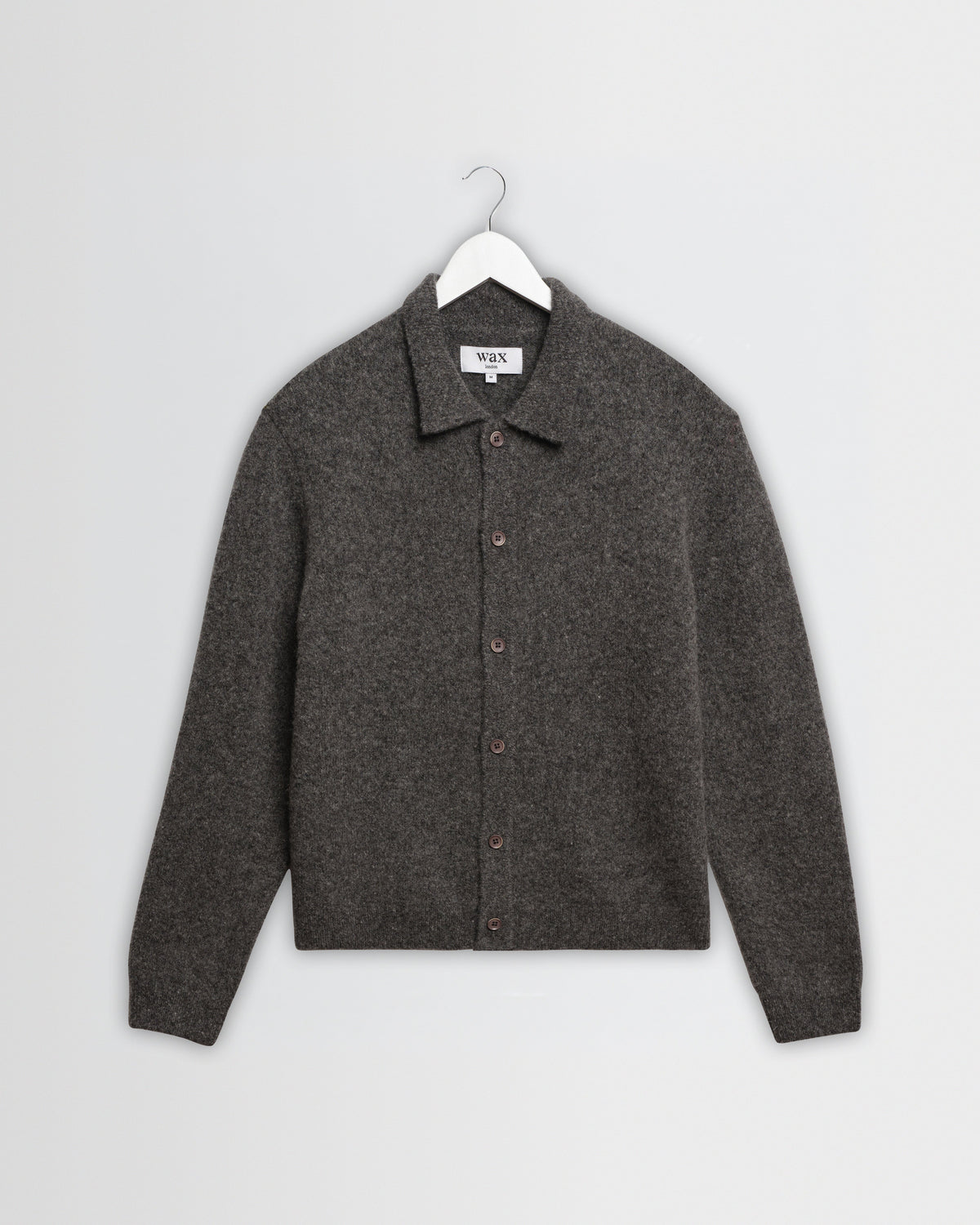 Tristan - Charcoal Fluffy Long-Sleeve Knitted Polo