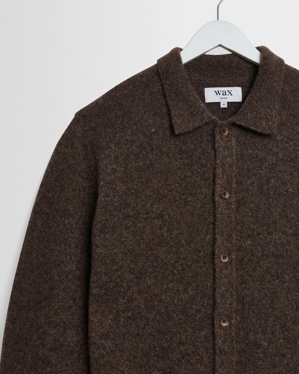 Tristan - Chocolate Brown Fluffy Long-Sleeve Knitted Polo