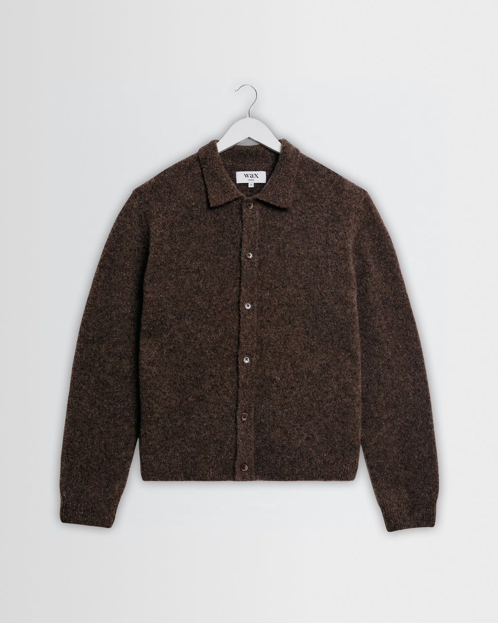 Tristan - Chocolate Brown Fluffy Long-Sleeve Knitted Polo