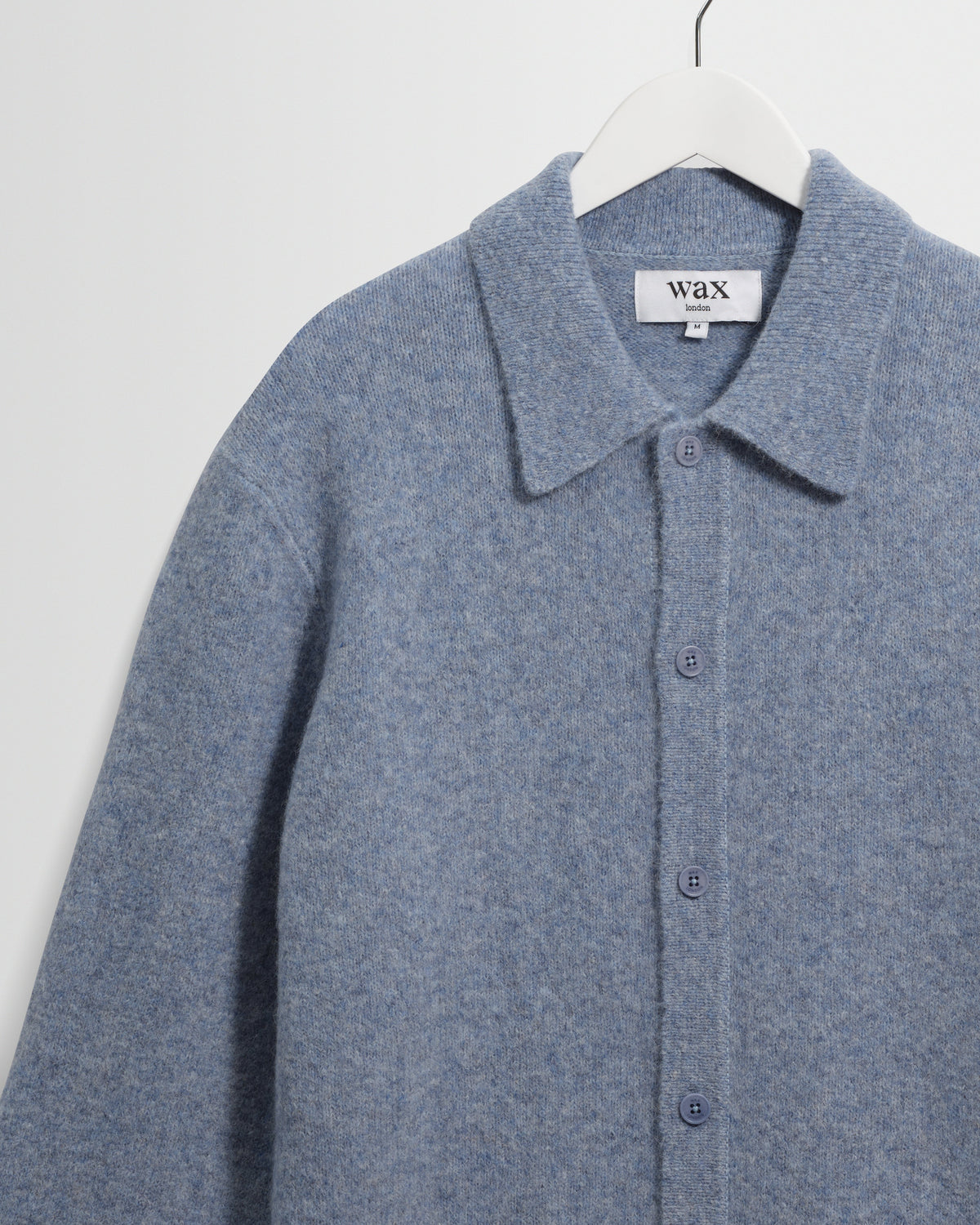 Tristan - Light Blue Fluffy Long-Sleeve Knitted Polo