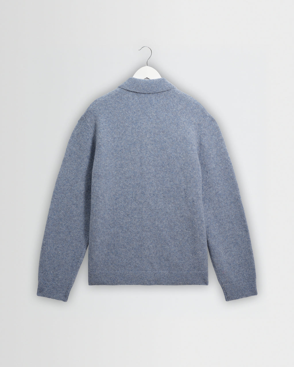 Tristan - Light Blue Fluffy Long-Sleeve Knitted Polo