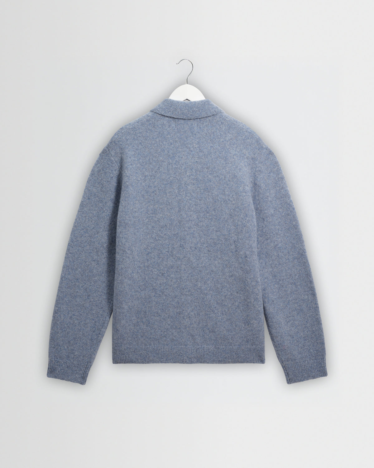 Tristan - Light Blue Fluffy Long-Sleeve Knitted Polo