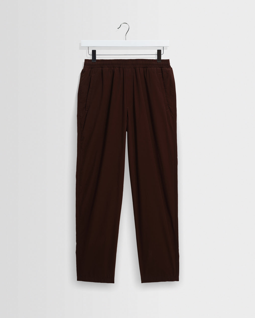 Tyne - Dark Brown Cotton Poplin Loose Fit Trousers