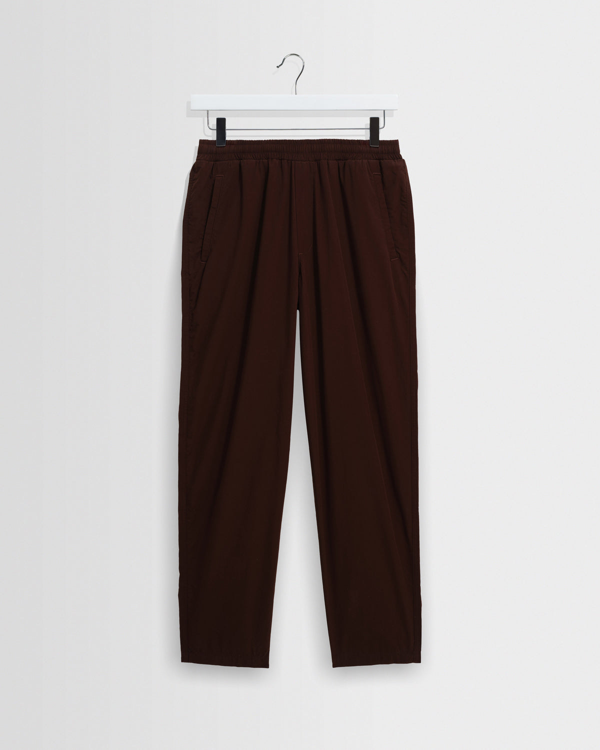 Tyne - Dark Brown Cotton Poplin Loose Fit Trousers
