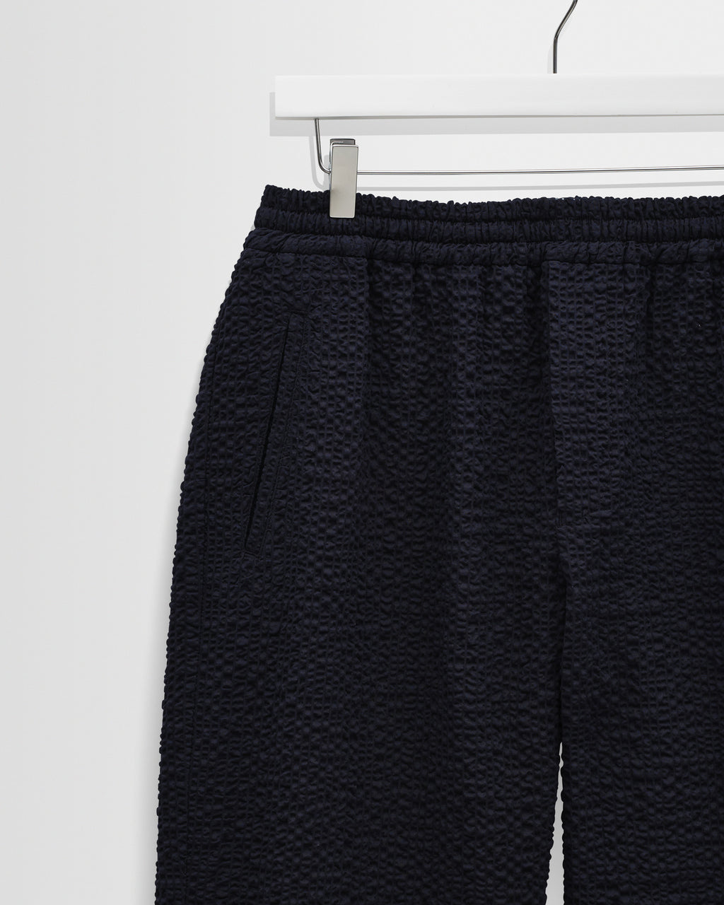 Tyne - Dark Navy Jumbo Seersucker Loose Fit Trousers