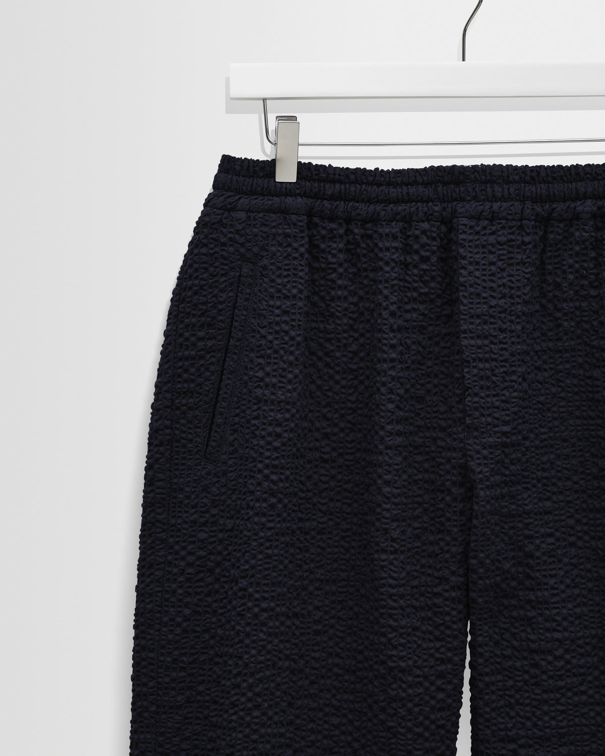 Tyne - Dark Navy Jumbo Seersucker Loose Fit Trousers