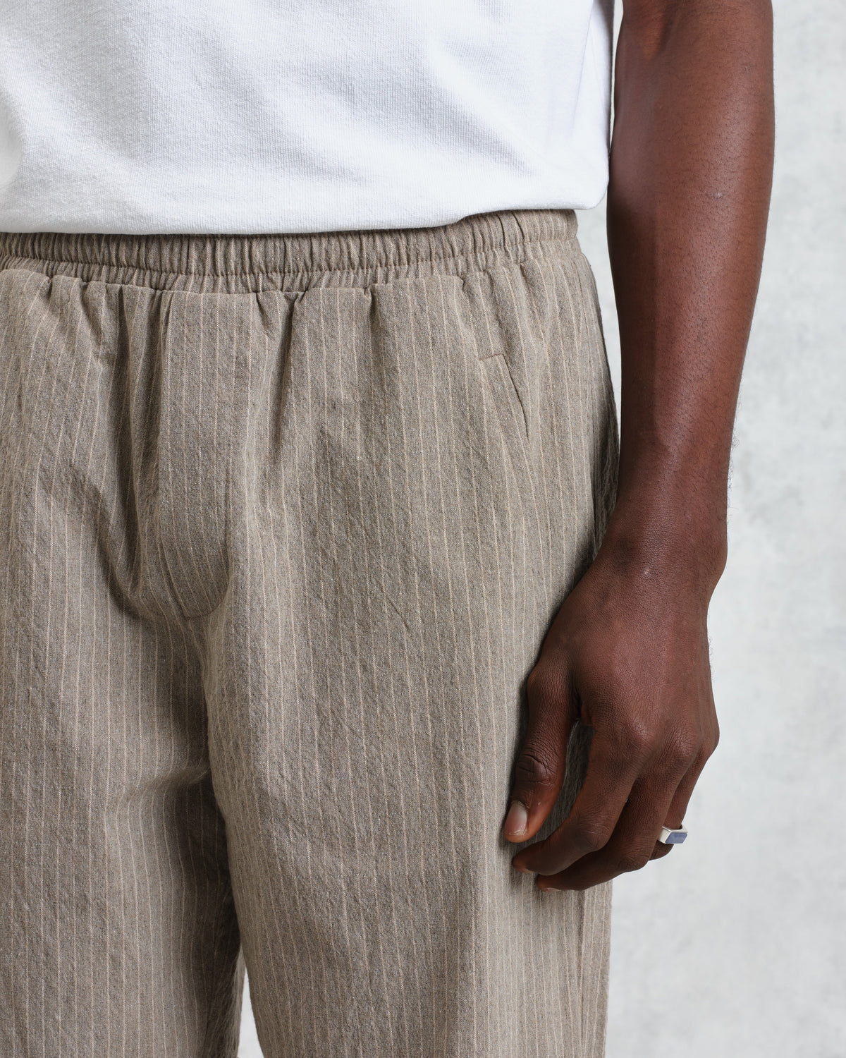 Tyne - Natural Chalk Stripe Trousers