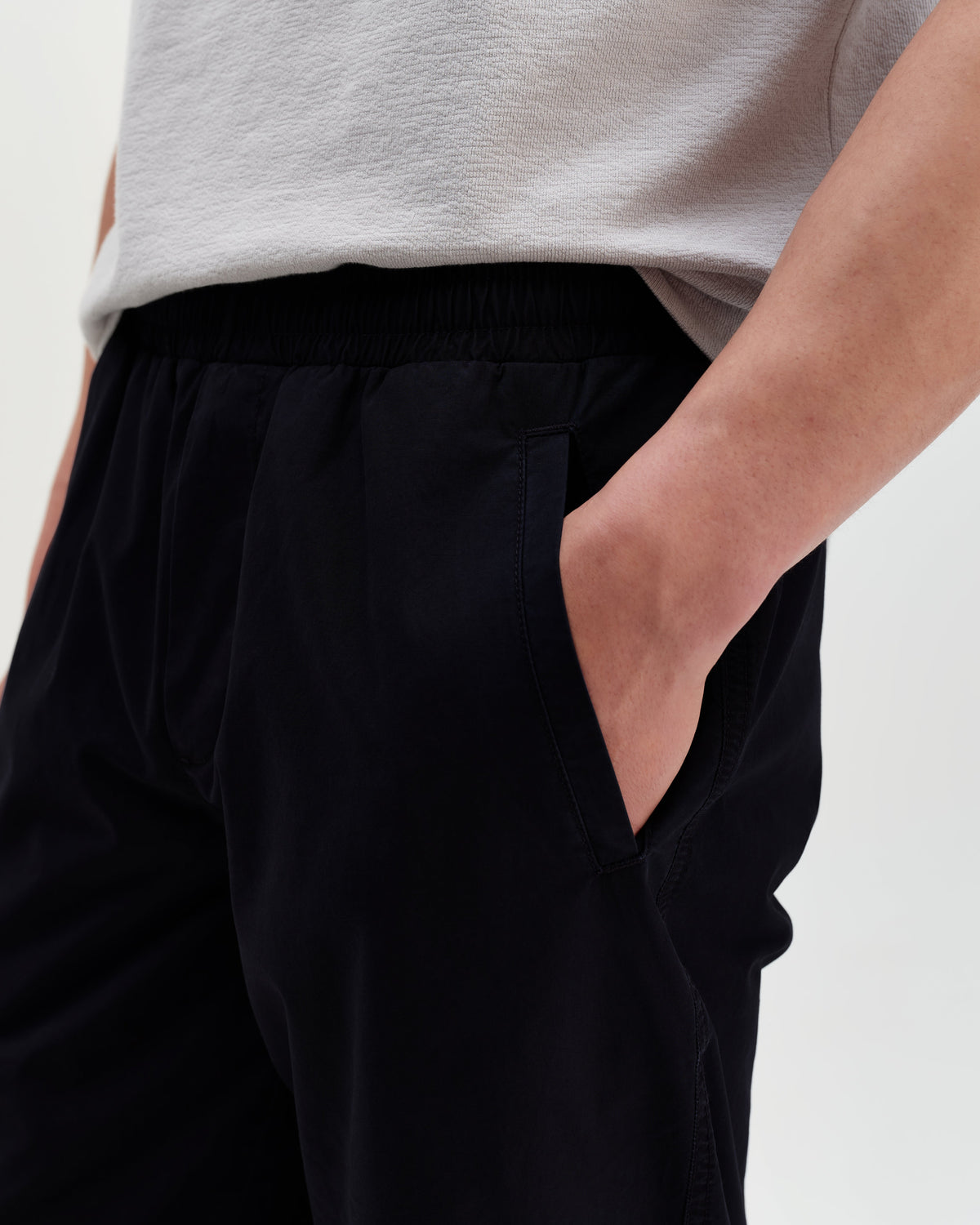 Tyne - Navy Cotton Poplin Loose Fit Trousers