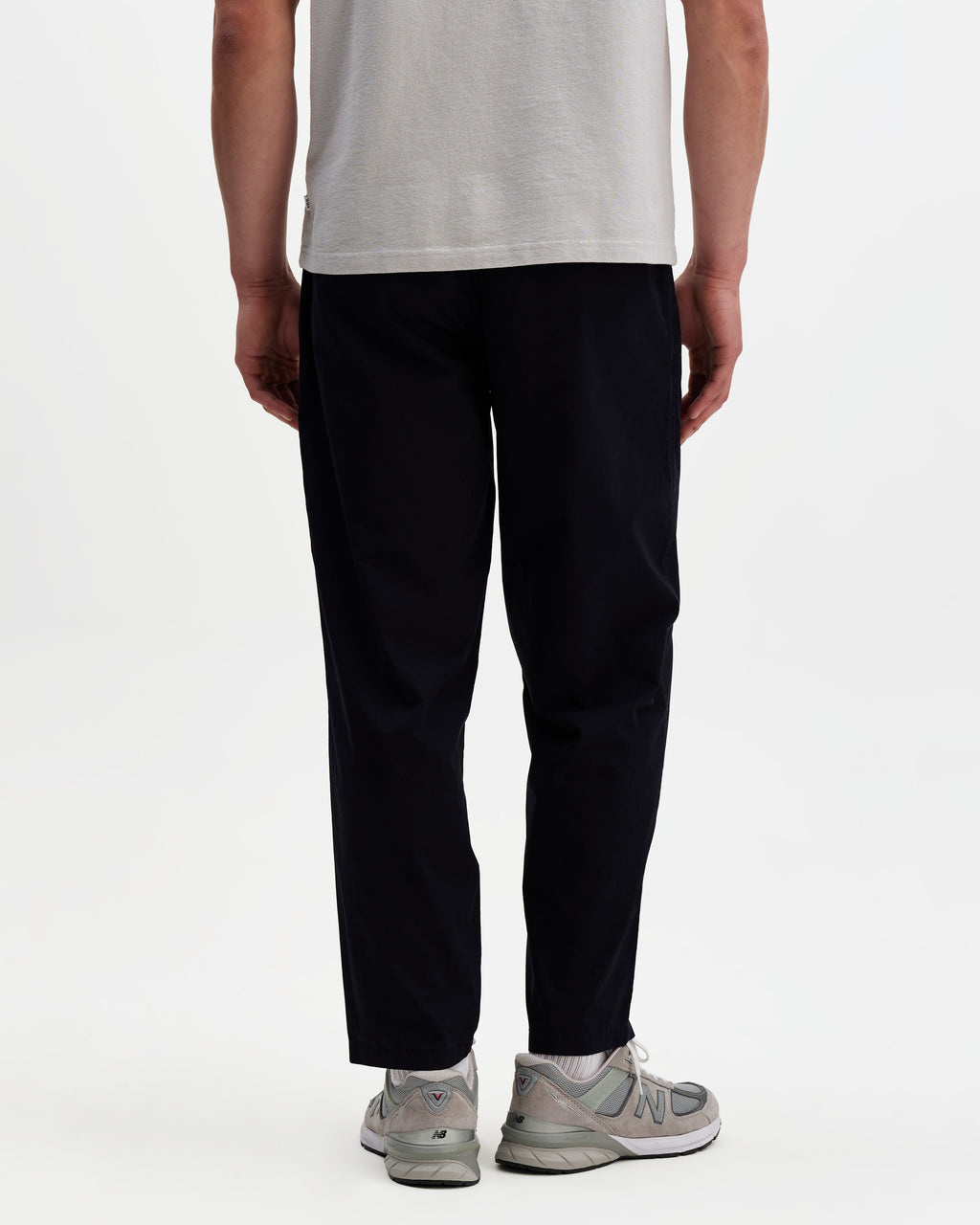 Tyne - Navy Cotton Poplin Loose Fit Trousers