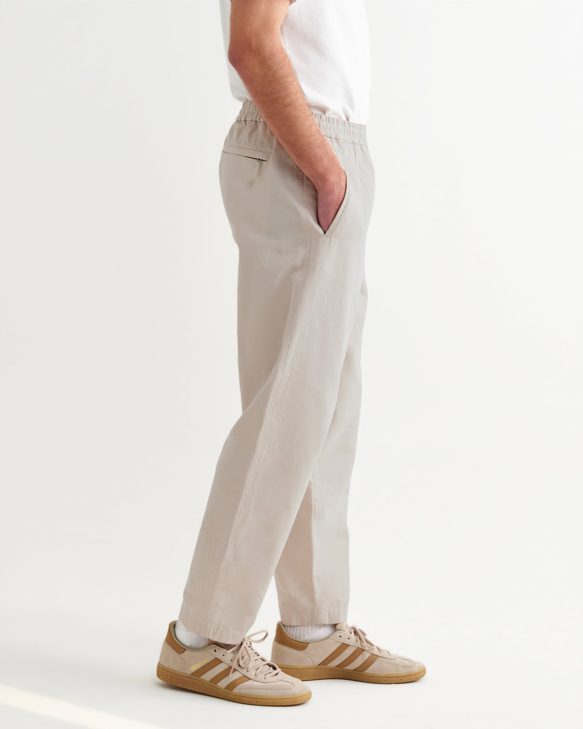 Tyne - Stone Cotton Tencel Loose Fit Trousers