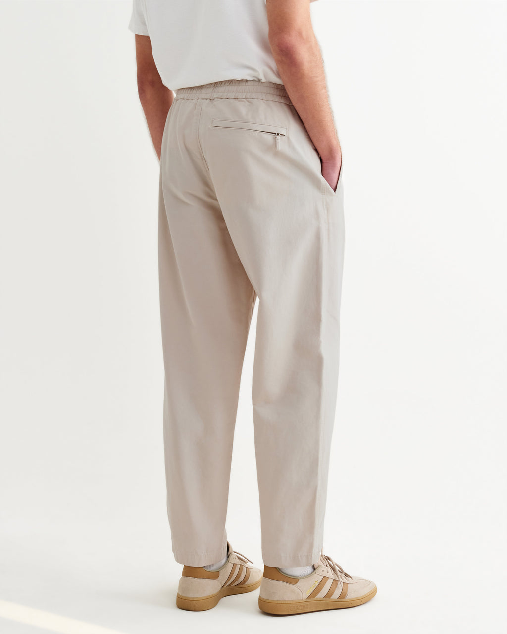 Tyne - Stone Cotton Tencel Loose Fit Trousers