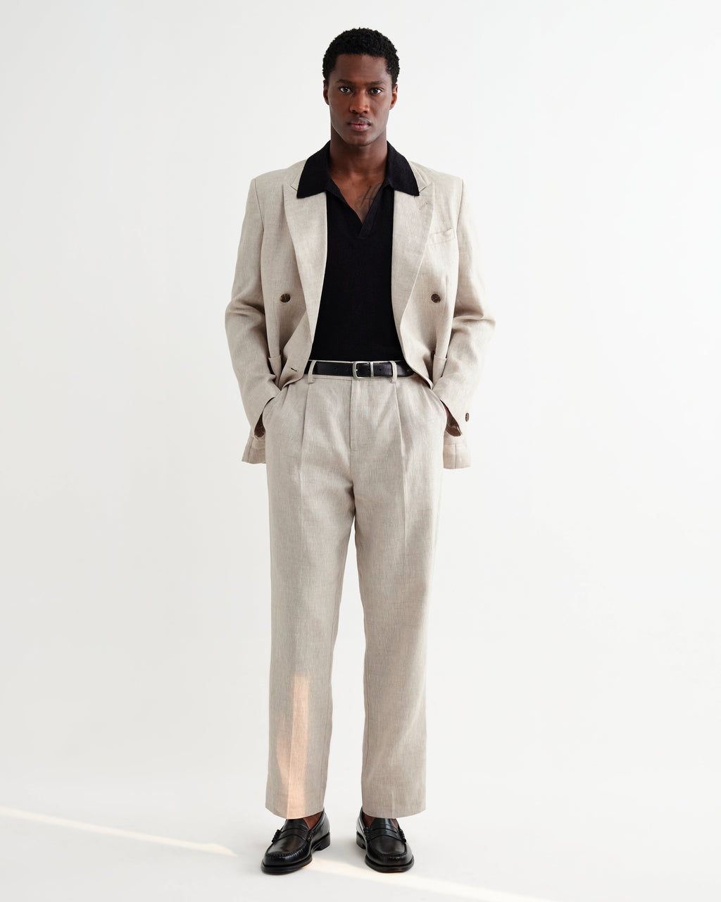 Vigo - Natural Linen Double-Breasted Blazer