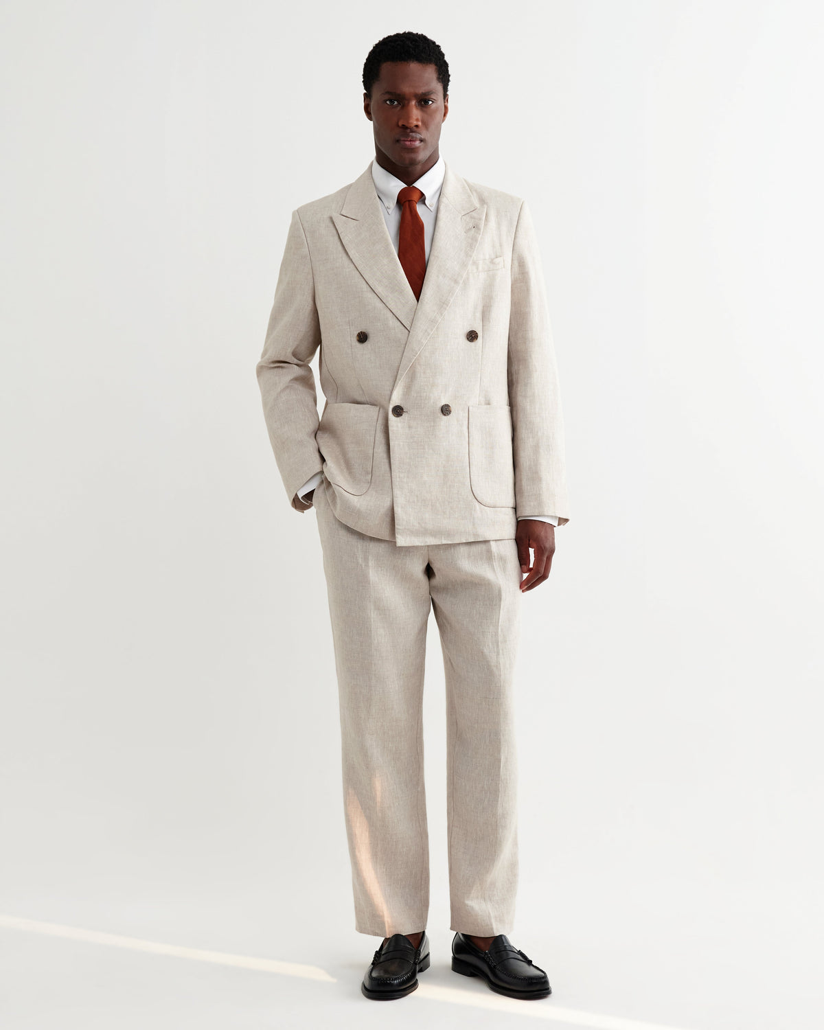 Vigo - Natural Linen Double-Breasted Blazer