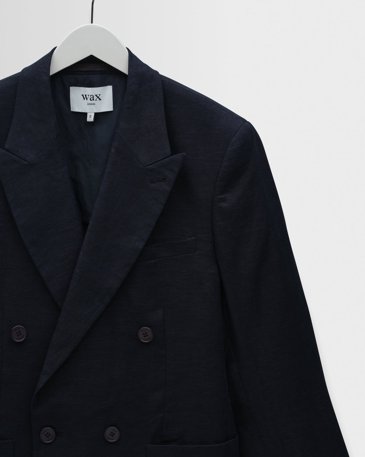 Vigo - Navy Linen Double-Breasted Blazer