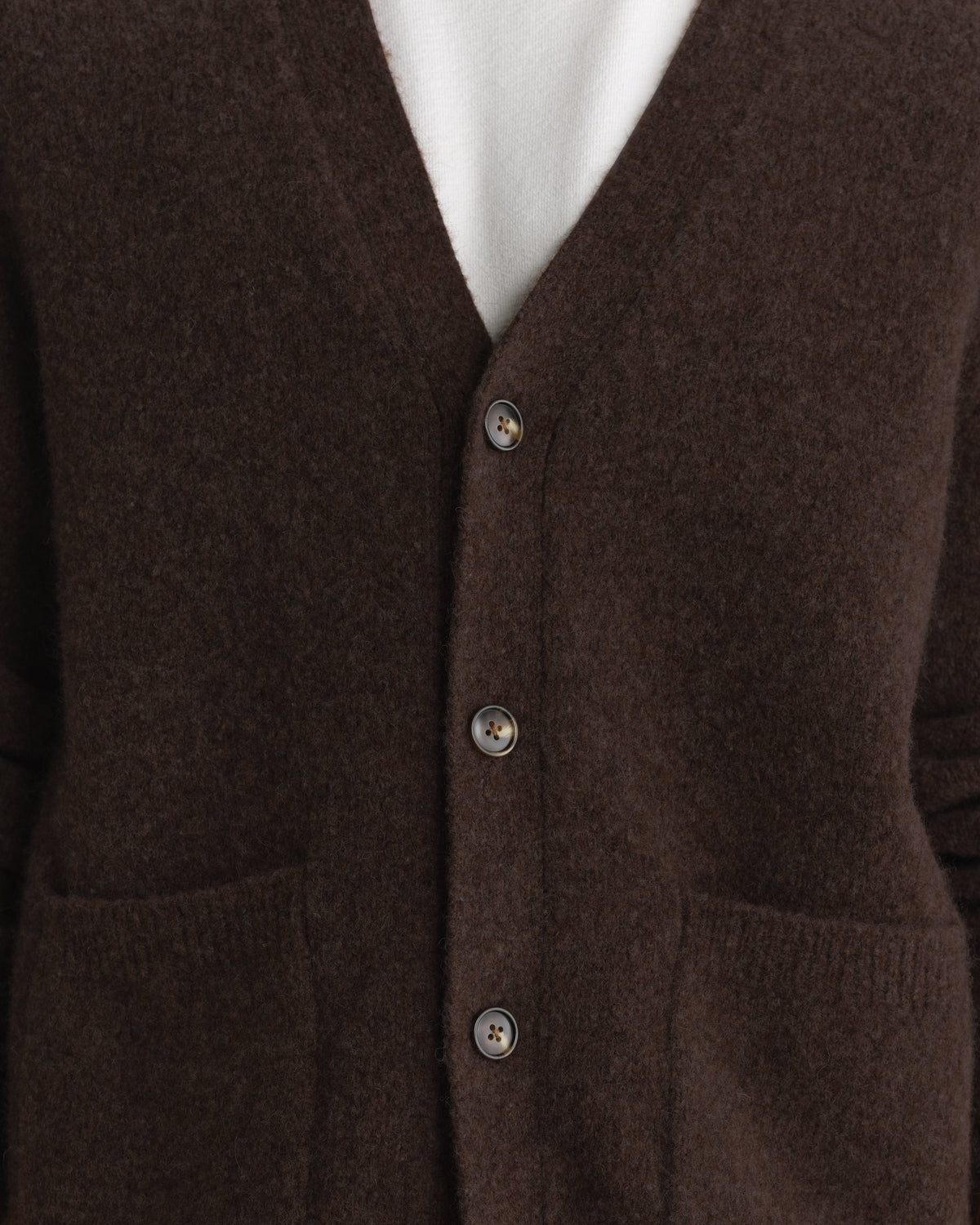 Walker - Chocolate Brown Fluffy Wool Knit Cardigan