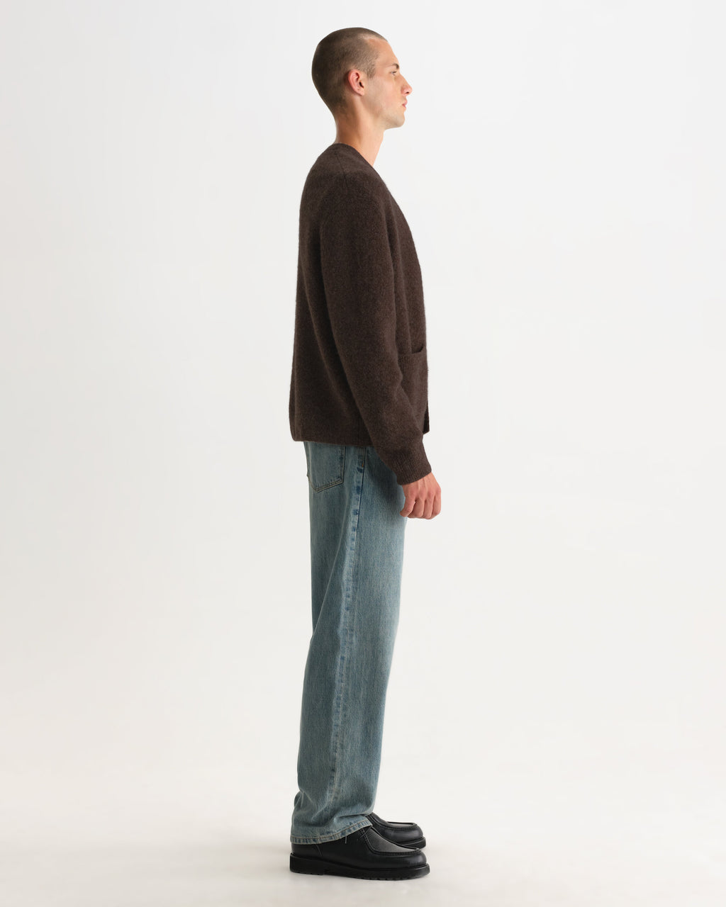 Walker - Chocolate Brown Fluffy Wool Knit Cardigan