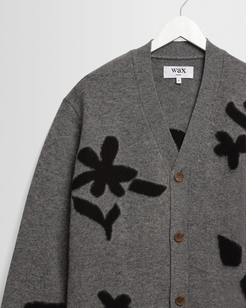 Walker - Grey And Black Felted Applique Knit Cardigan
