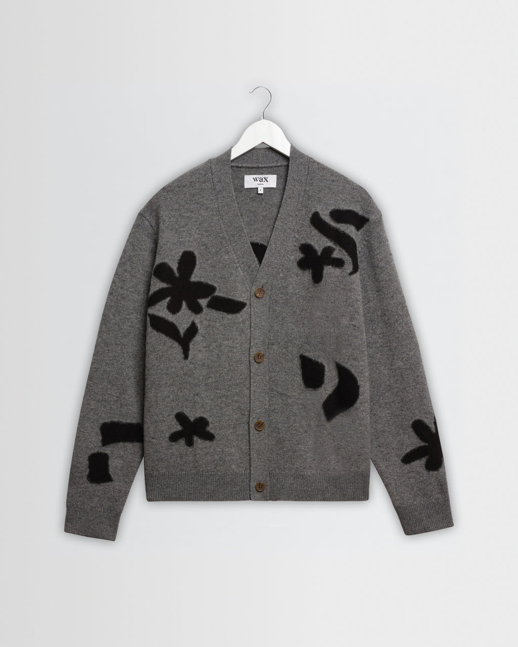 Walker - Grey And Black Felted Applique Knit Cardigan
