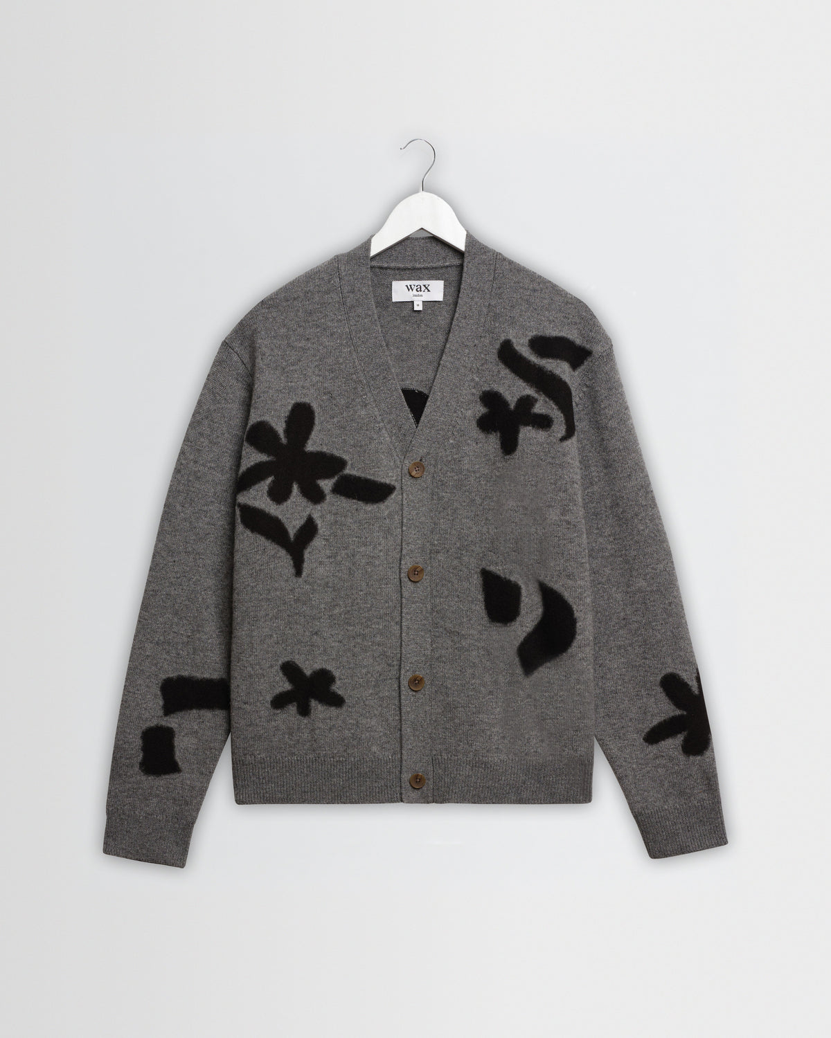 Walker - Grey And Black Felted Applique Knit Cardigan