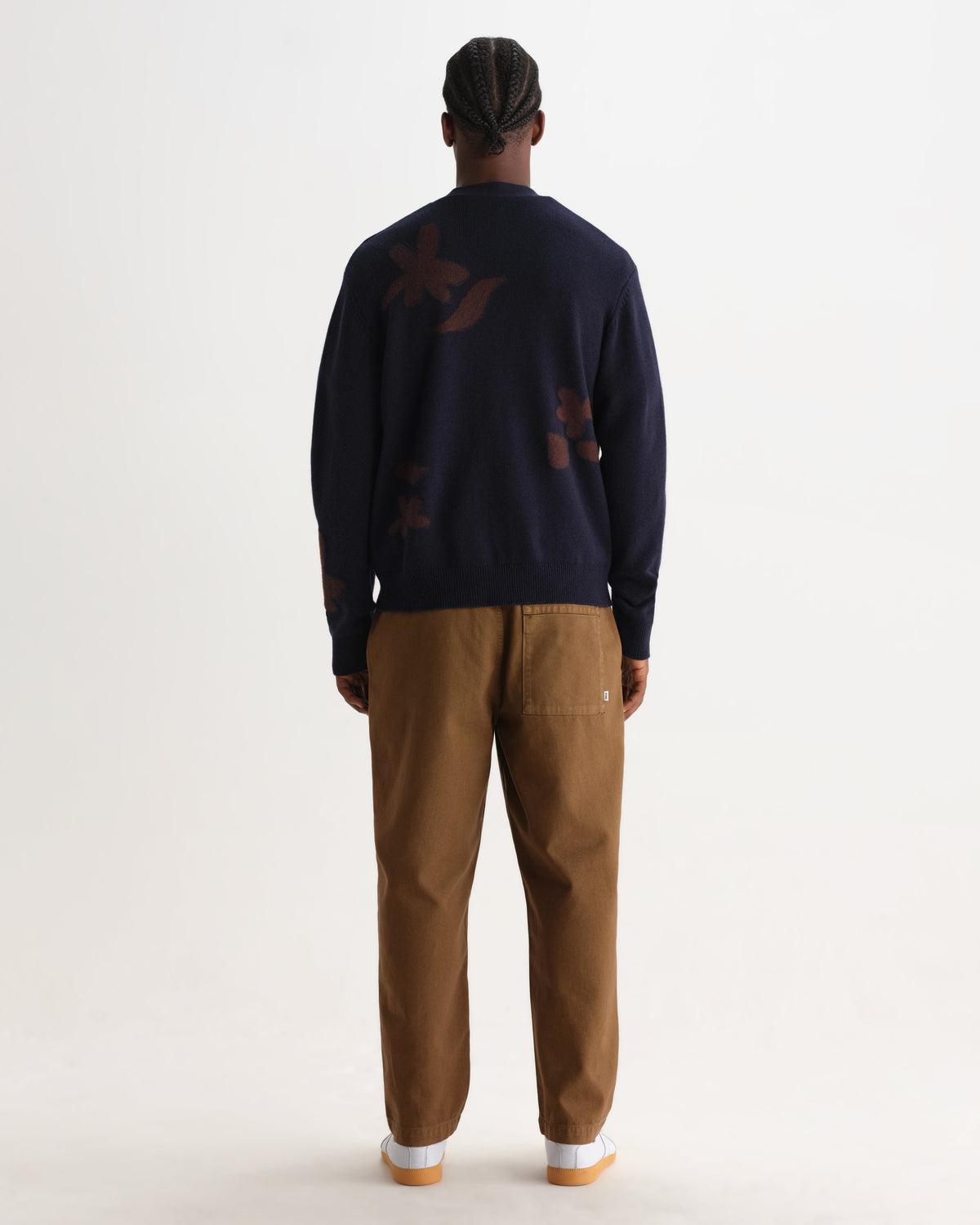 Walker - Navy And Brown Felted Applique Knit Cardigan