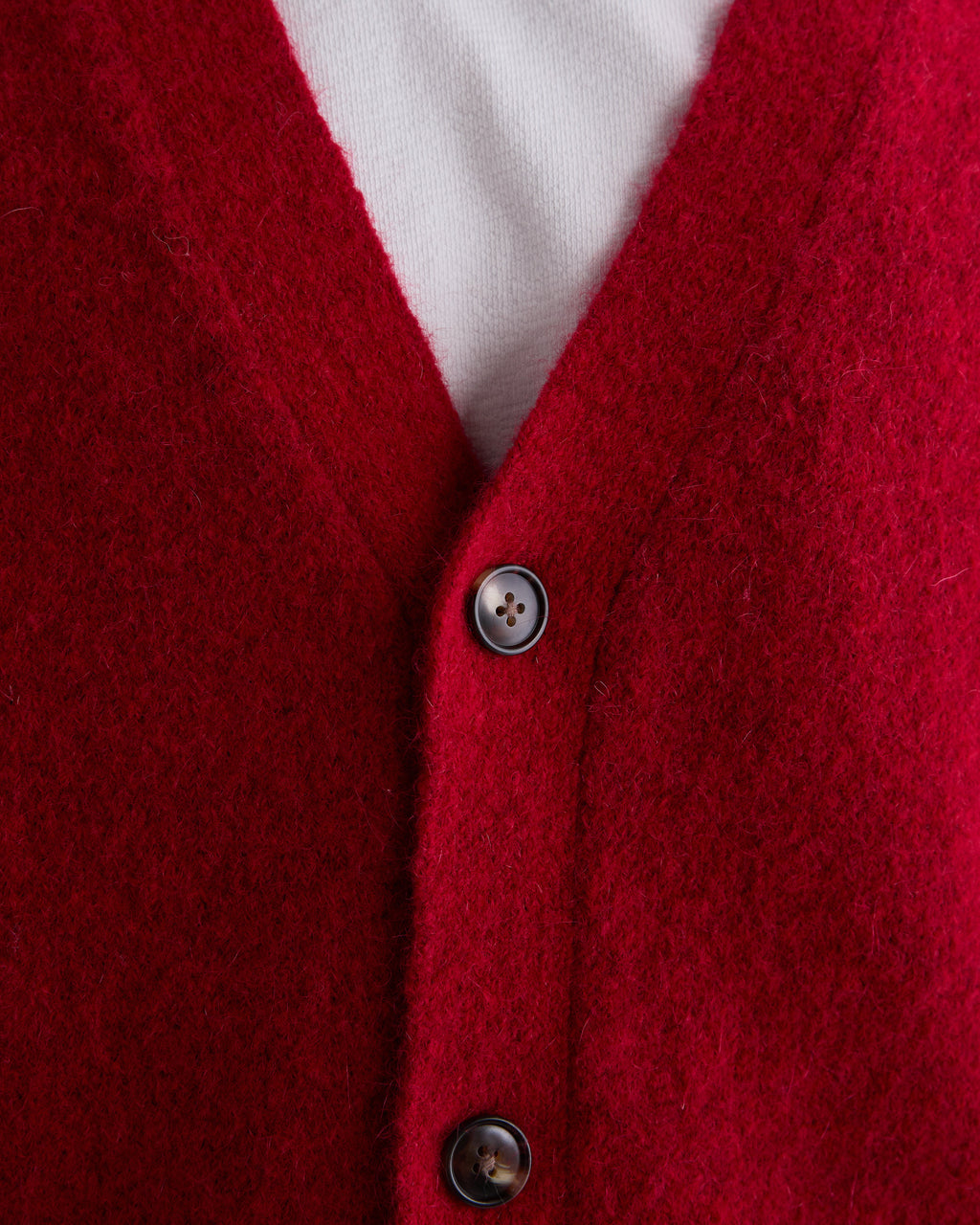 Walker - Red Fluffy Wool Knit Cardigan