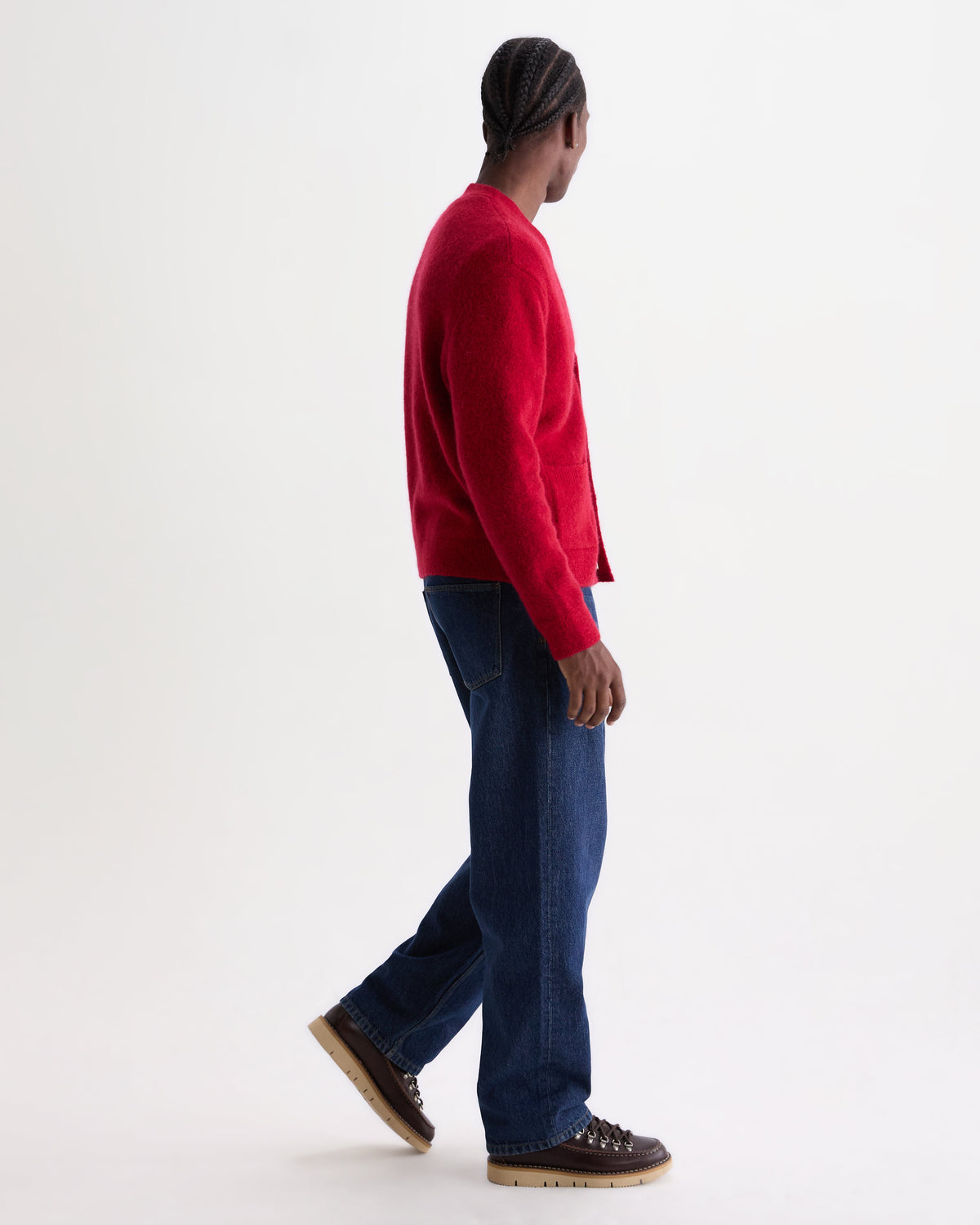 Walker - Red Fluffy Wool Knit Cardigan