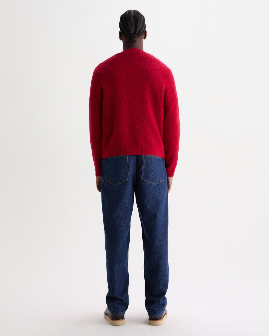 Walker - Red Fluffy Wool Knit Cardigan