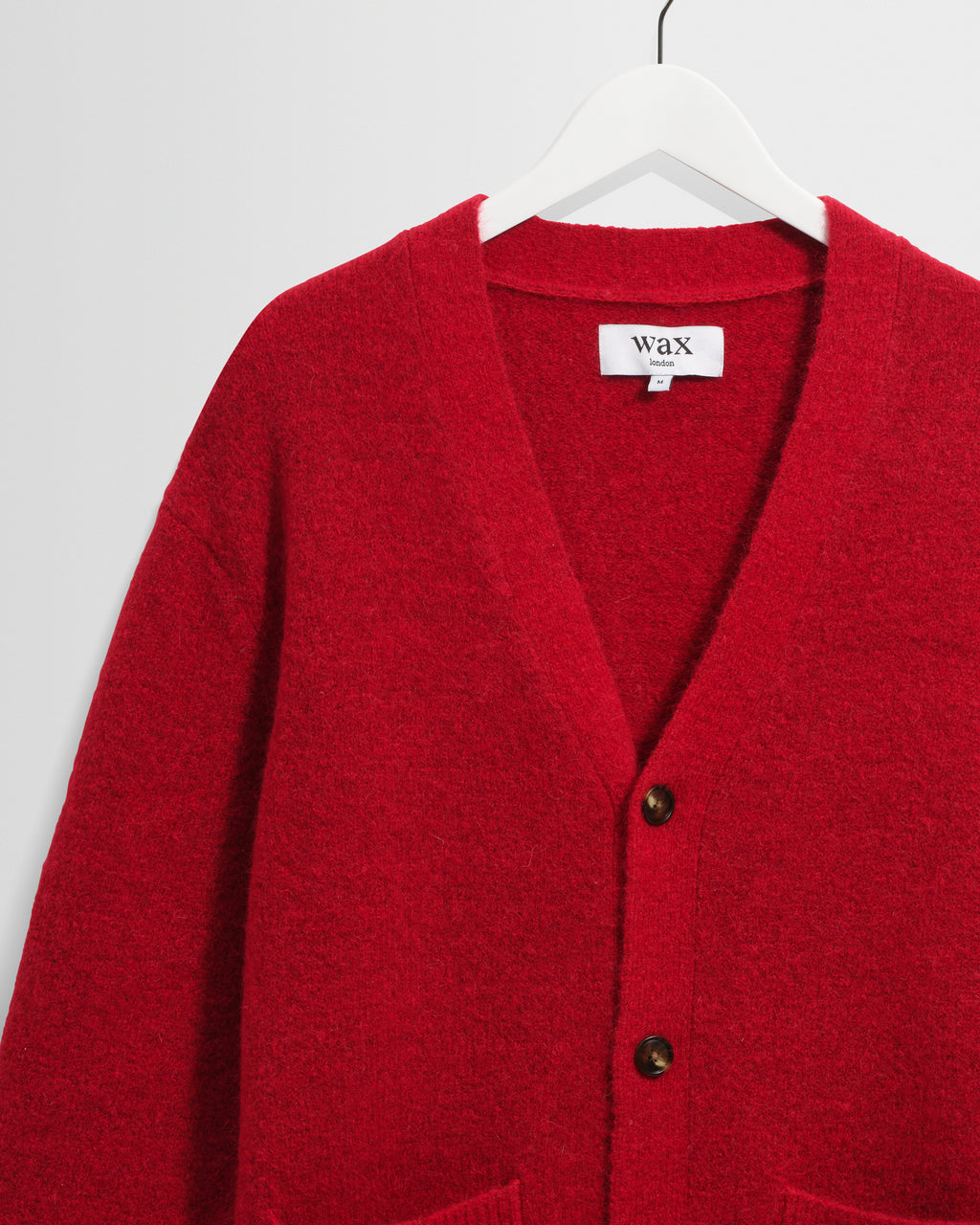 Walker - Red Fluffy Wool Knit Cardigan