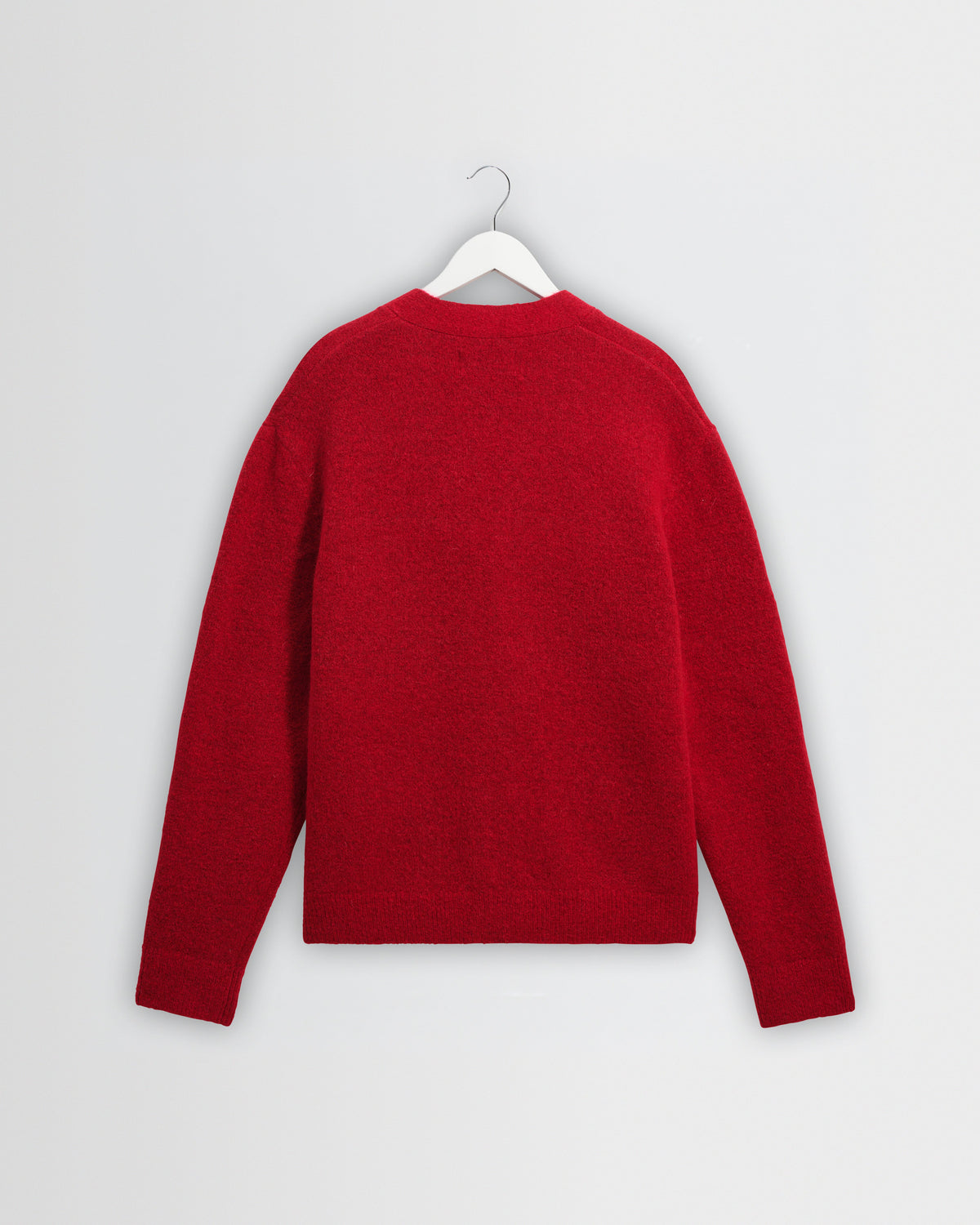 Walker - Red Fluffy Wool Knit Cardigan