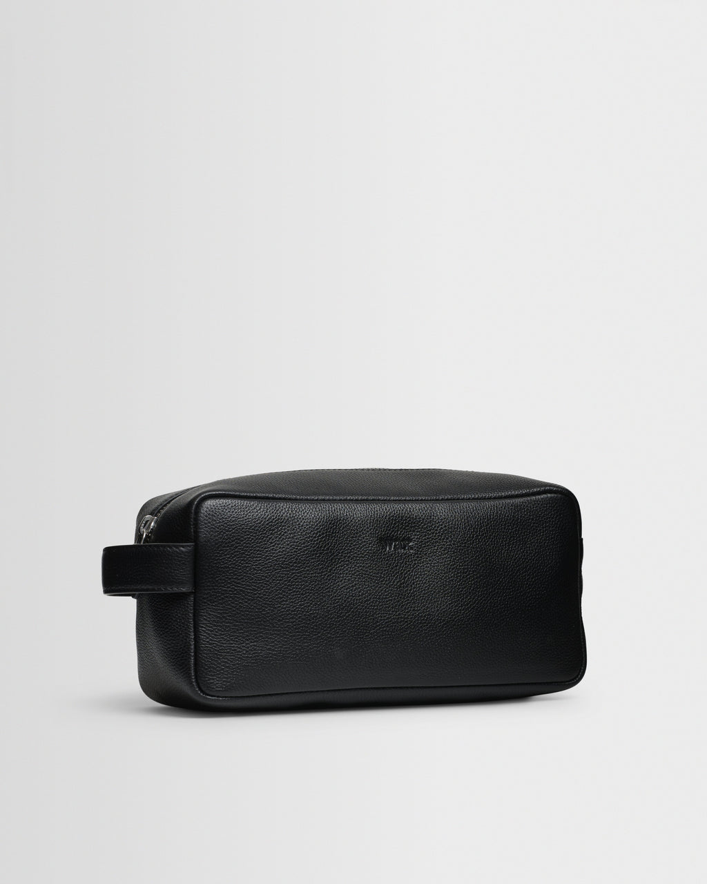Wells - Black Grain Leather Wash Bag