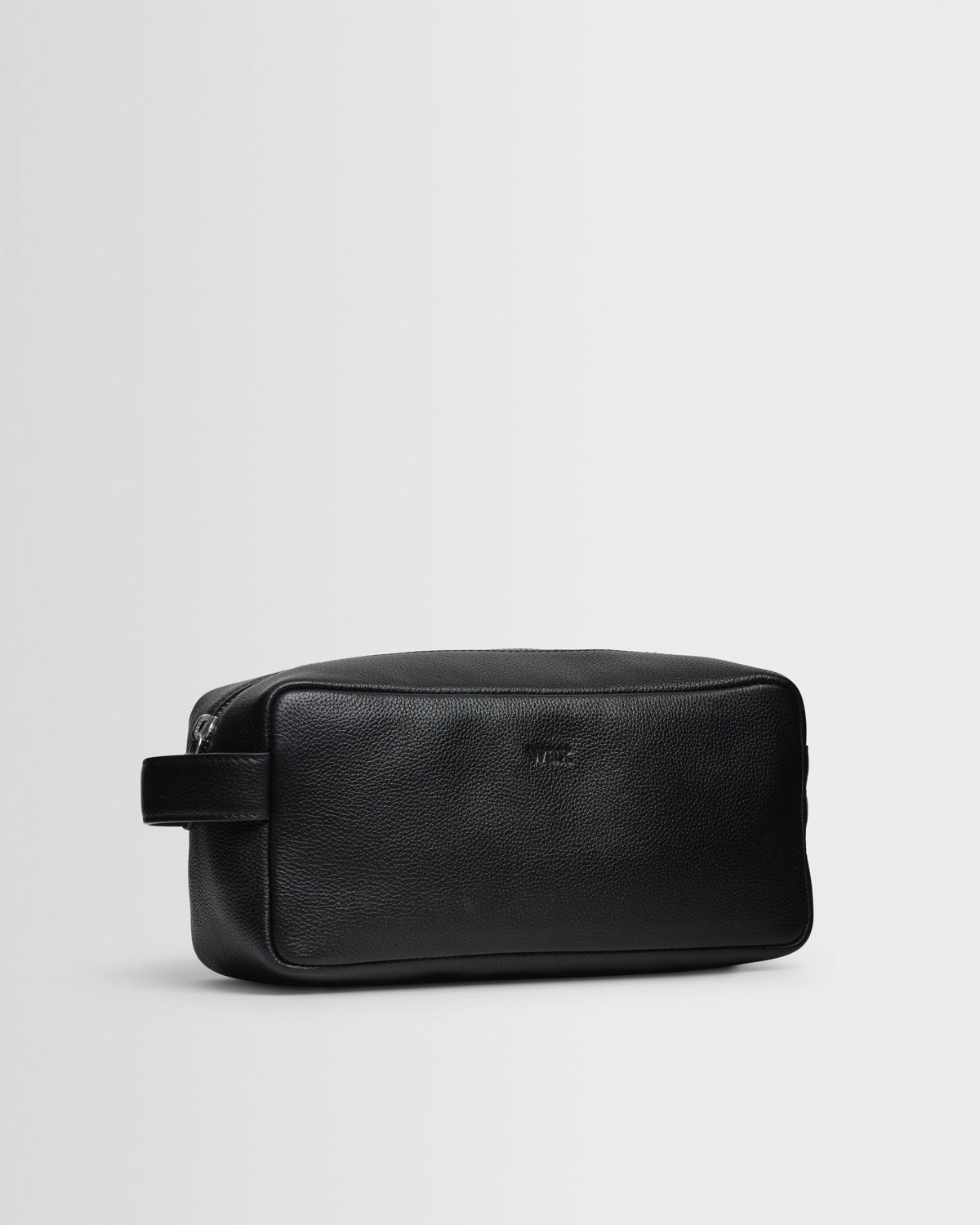 Wells - Black Grain Leather Wash Bag