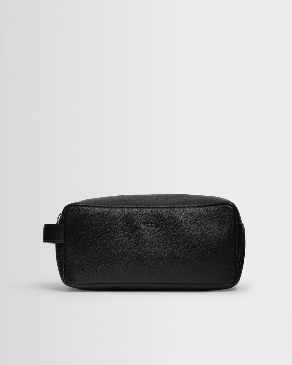 Wells - Black Grain Leather Wash Bag
