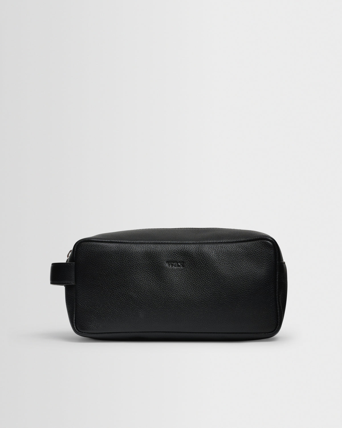 Wells - Black Grain Leather Wash Bag