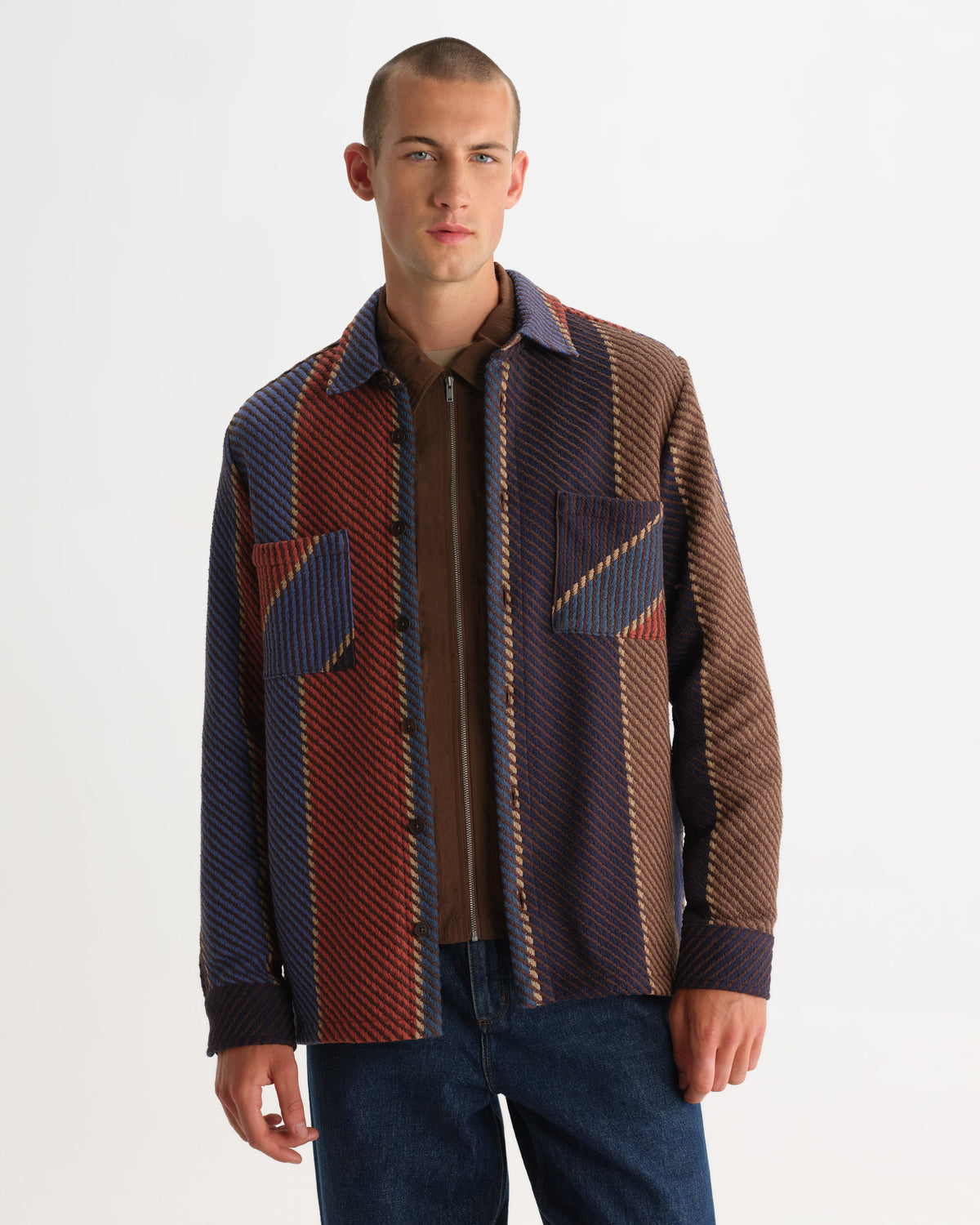 Whiting - Blue And Brown Walter Stripe Overshirt