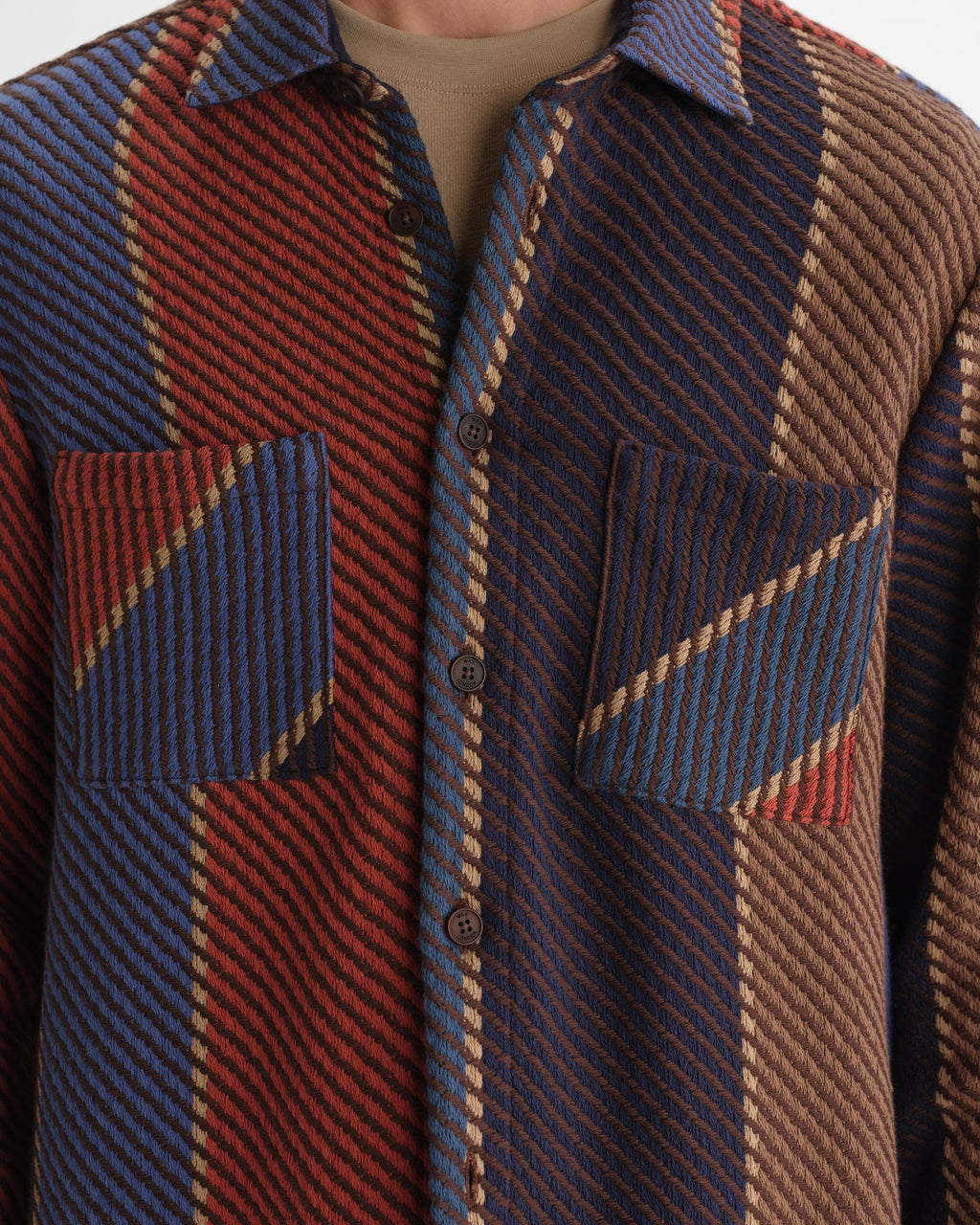 Whiting - Blue And Brown Walter Stripe Overshirt