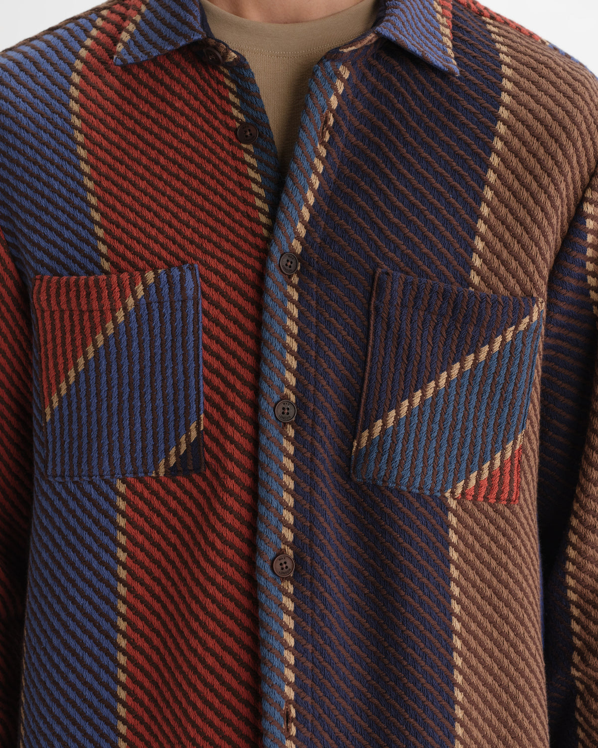 Whiting - Blue And Brown Walter Stripe Overshirt