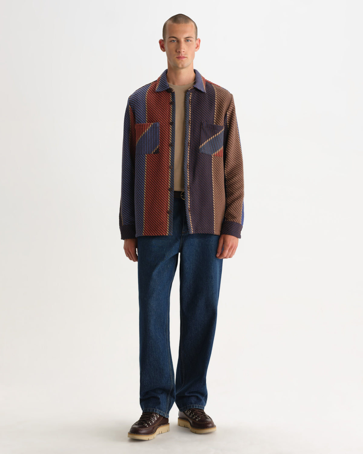 Whiting - Blue And Brown Walter Stripe Overshirt