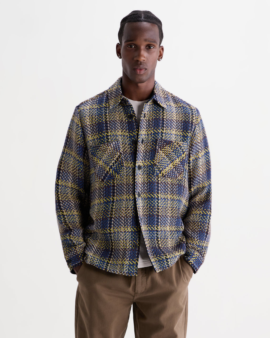 Whiting - Blue And Multicolour Grain Check Overshirt