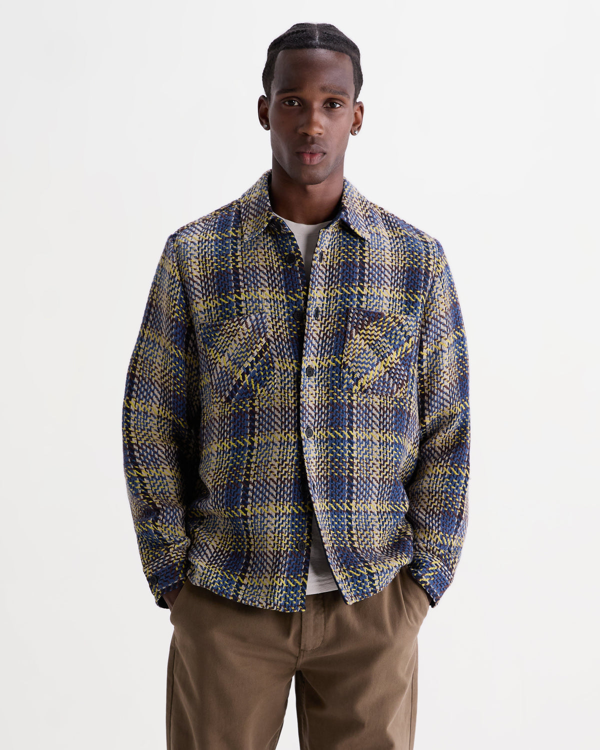 Whiting - Blue And Multicolour Grain Check Overshirt