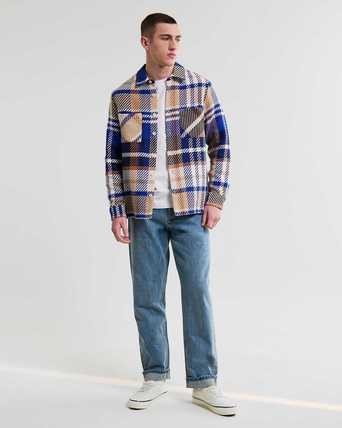 Whiting - Blue And Tan Bold Check Overshirt