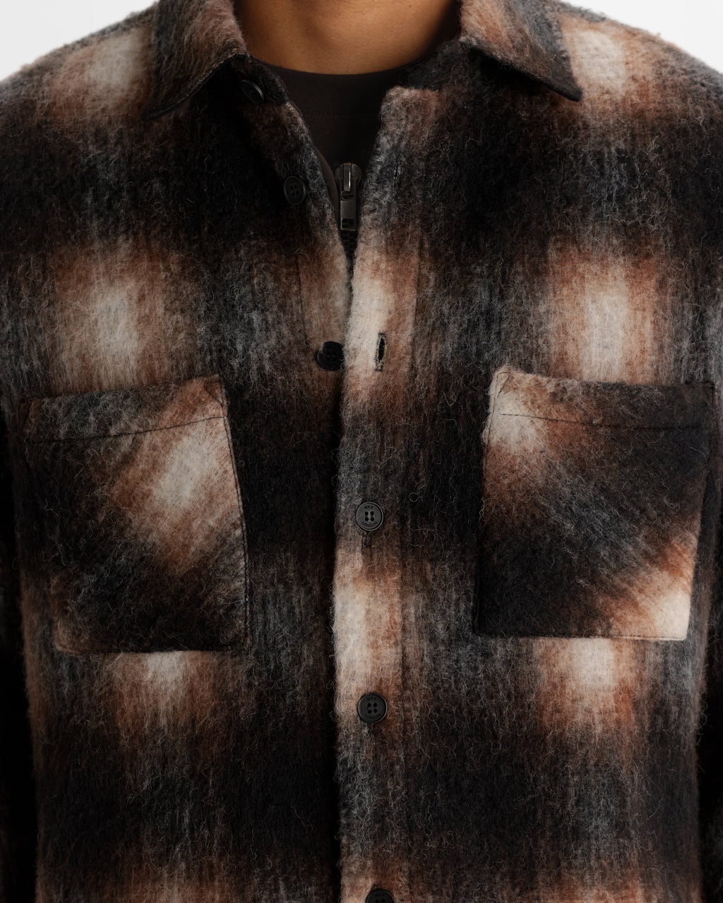 Whiting - Brown And Black Elm Wool Blend Check Overshirt