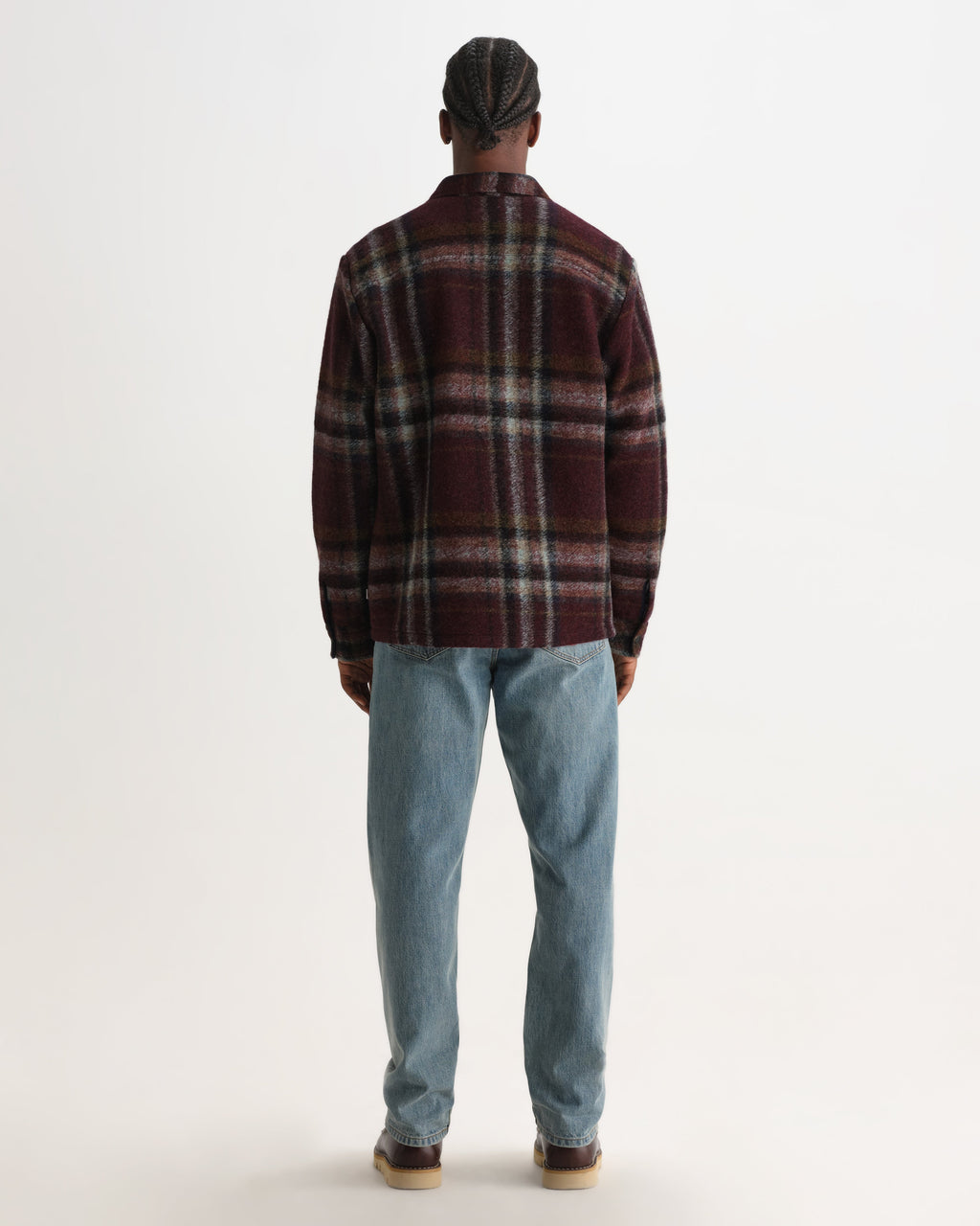 Whiting - Burgundy And Multicolour Lex Wool Blend Check Overshirt