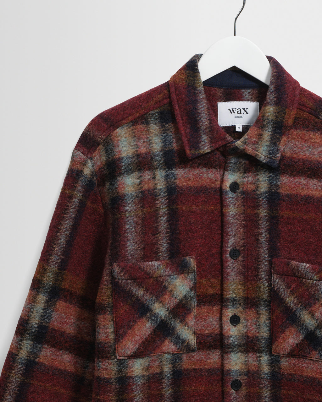 Whiting - Burgundy And Multicolour Lex Wool Blend Check Overshirt