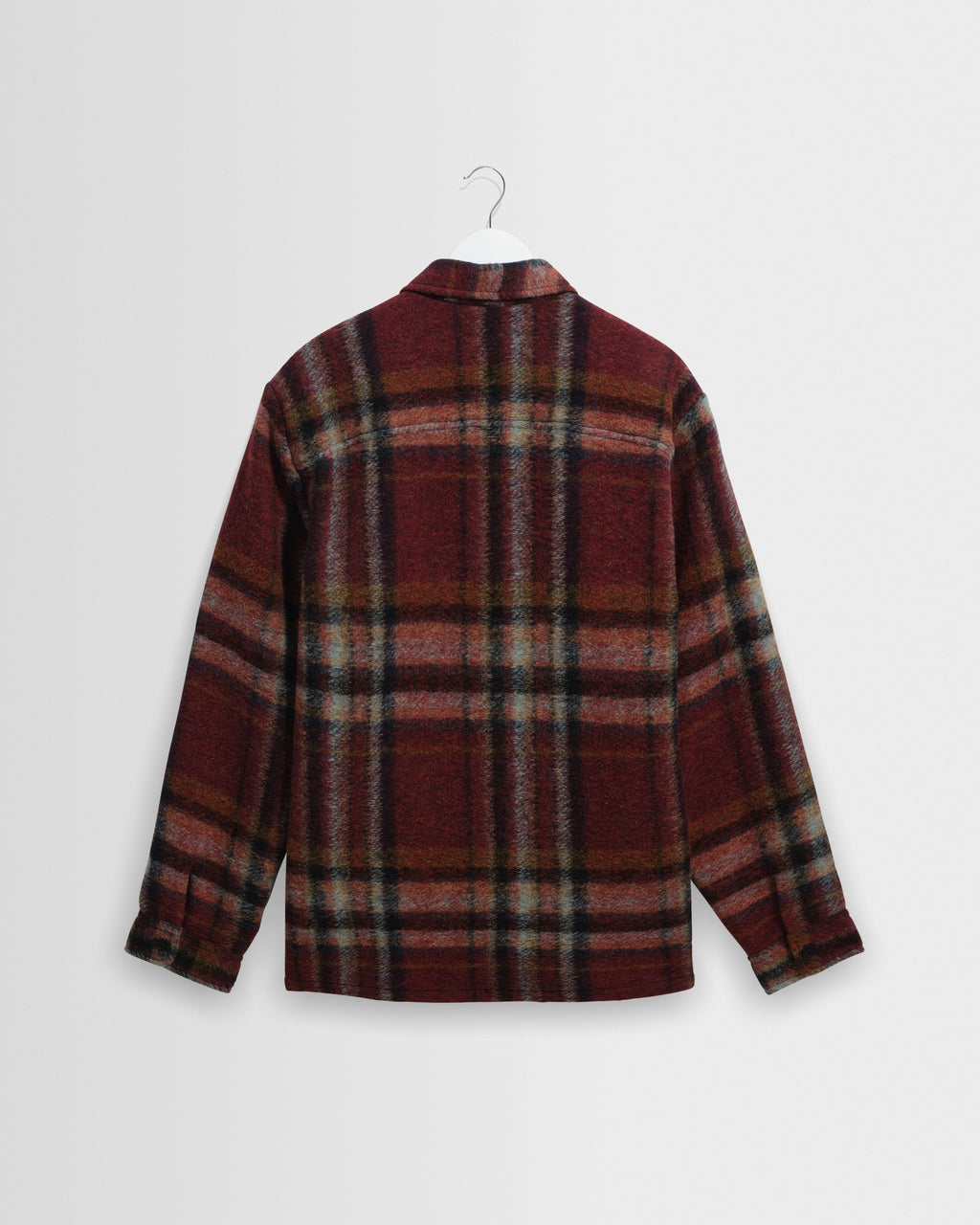 Whiting - Burgundy And Multicolour Lex Wool Blend Check Overshirt