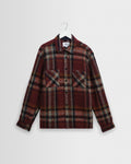 Whiting - Burgundy And Multicolour Lex Wool Blend Check Overshirt