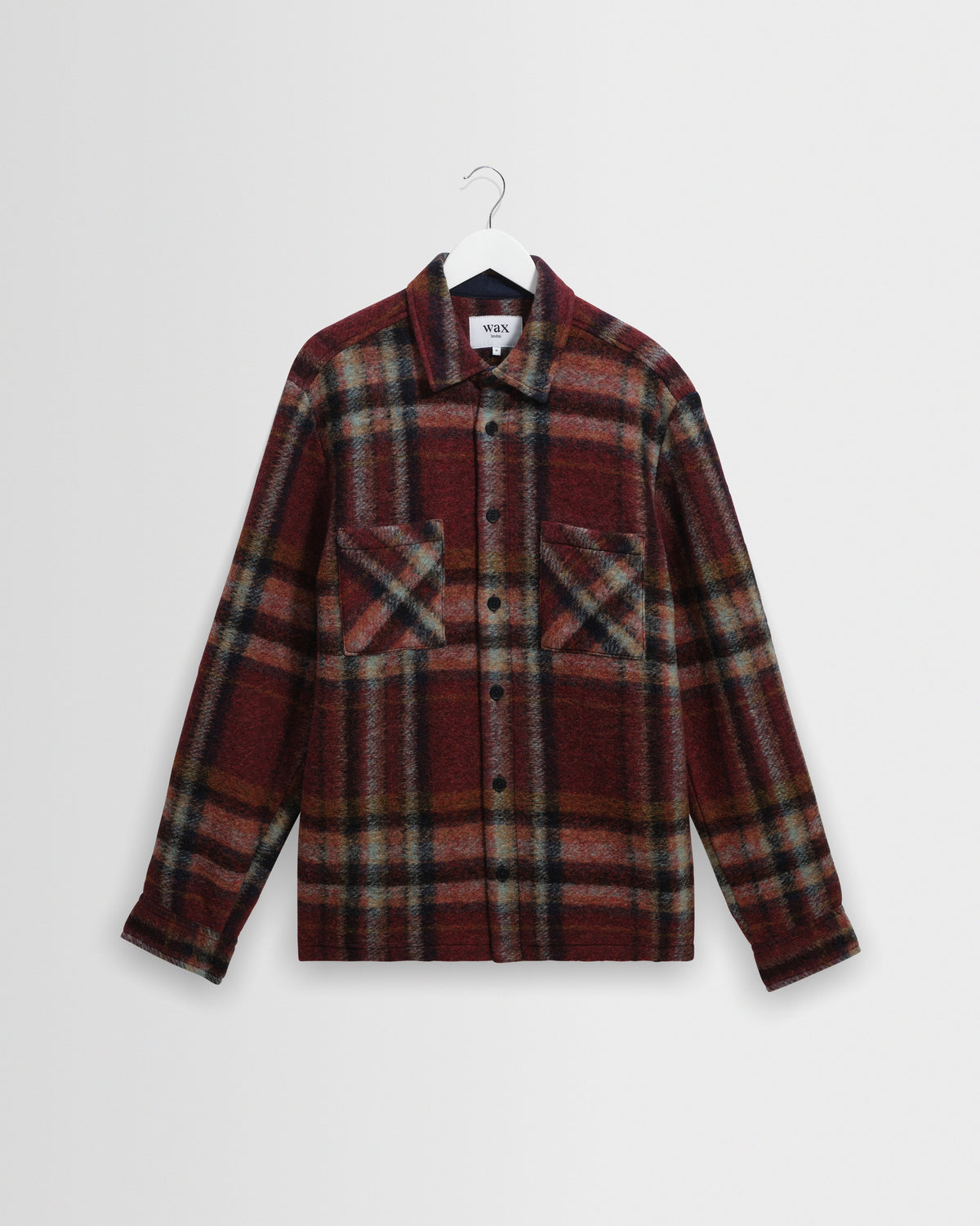 Whiting - Burgundy And Multicolour Lex Wool Blend Check Overshirt