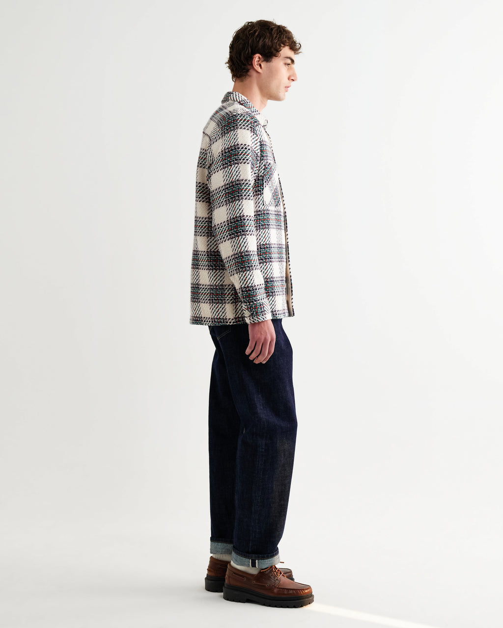 Whiting - Ecru And Green Hutton Check Overshirt