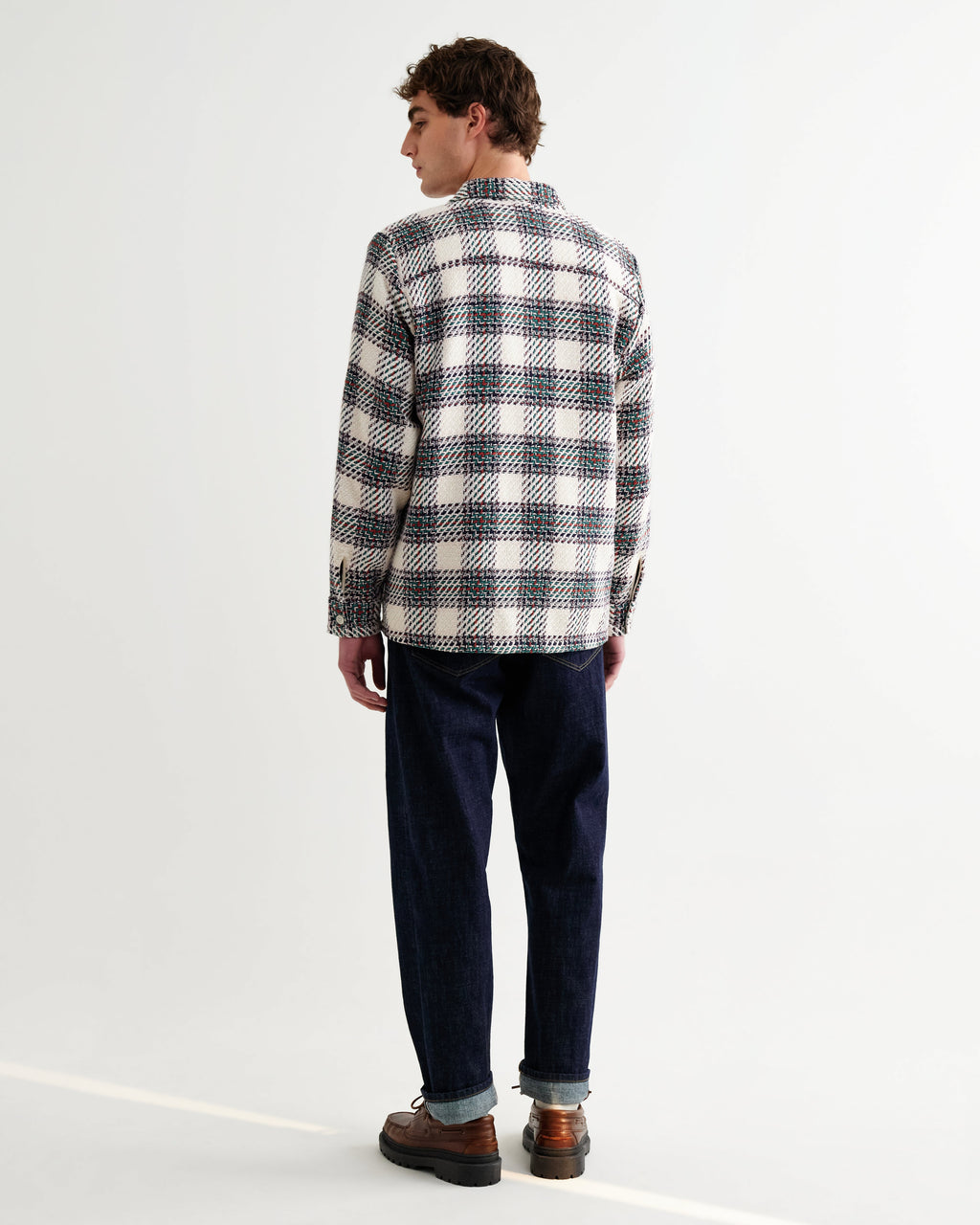 Whiting - Ecru And Green Hutton Check Overshirt