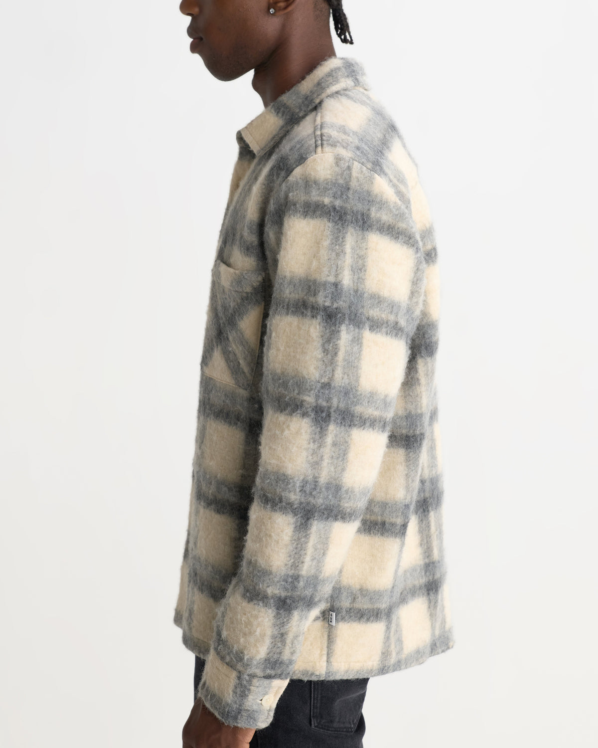 Whiting - Ecru And Grey Check Wool Blend Overshirt