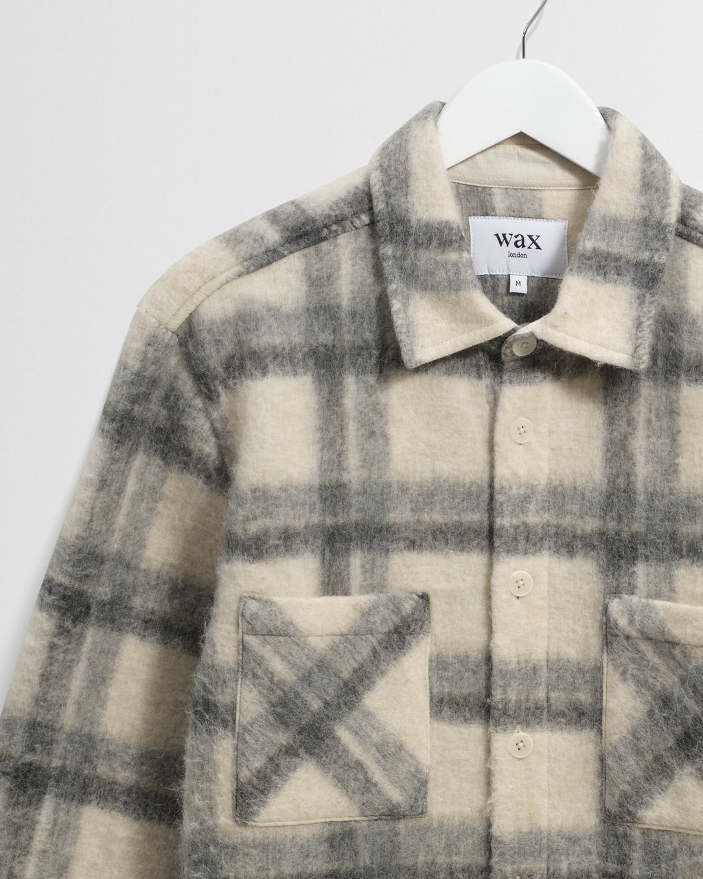 Whiting - Ecru And Grey Check Wool Blend Overshirt